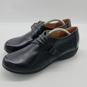 Comfort Plus by Predictions Black Women's Size 7W Low Wedge Adjustable Strap Sho